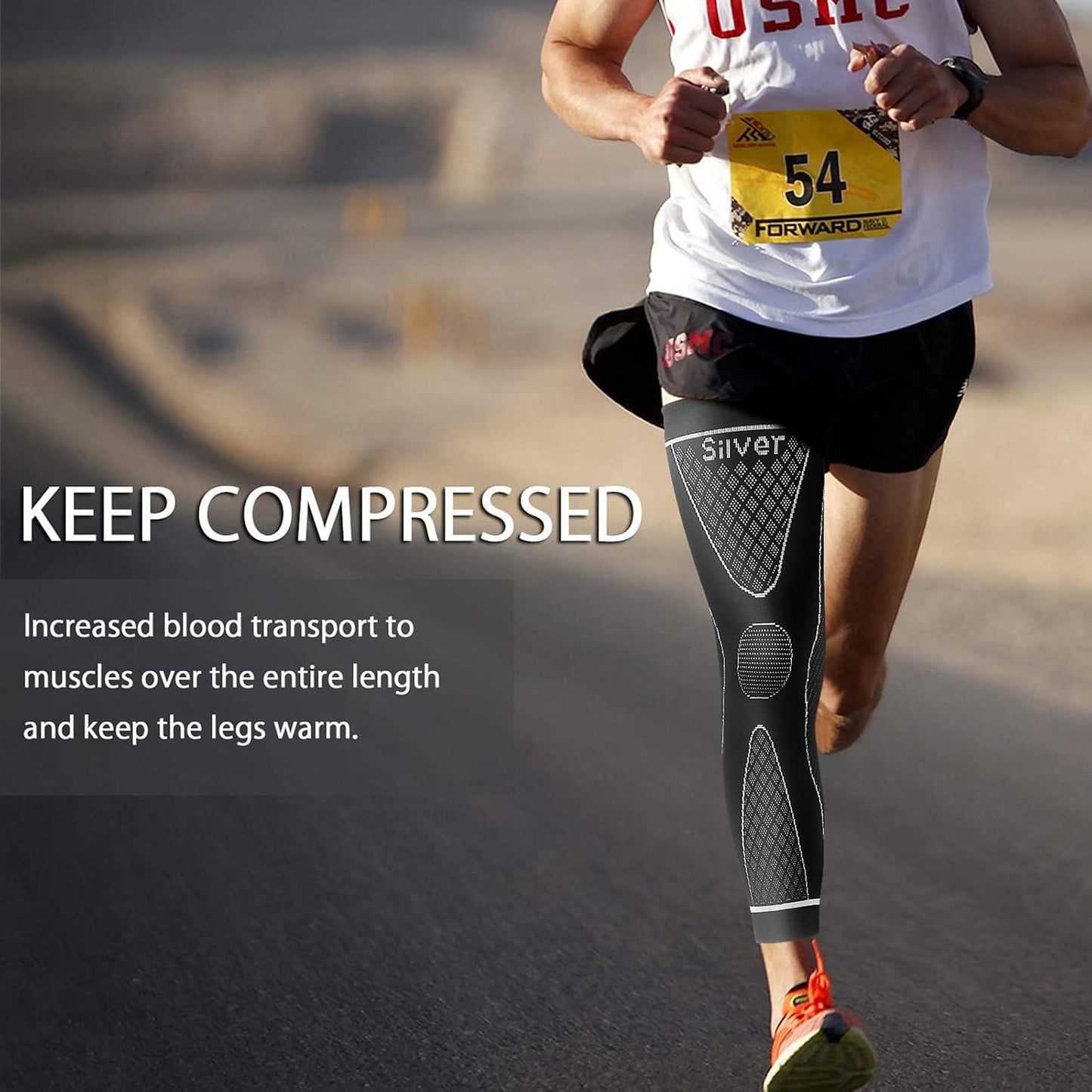 Full Leg Sleeves Long Compression Leg Sleeve Knee Sleeves Protect Leg, for Man Women Basketball, Arthritis Cycling Sport