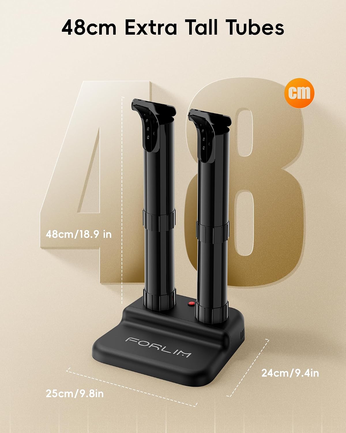 FORLIM Boot Dryer for Work Boots, Silent Shoe Dryers for Sneakers & Gloves | Energy-Saving Low Heat, No Fan Noise, 18.9 in Tall Tubes, One-Click Control, Workers, Hikers, Athletes, Dorms, Cabins