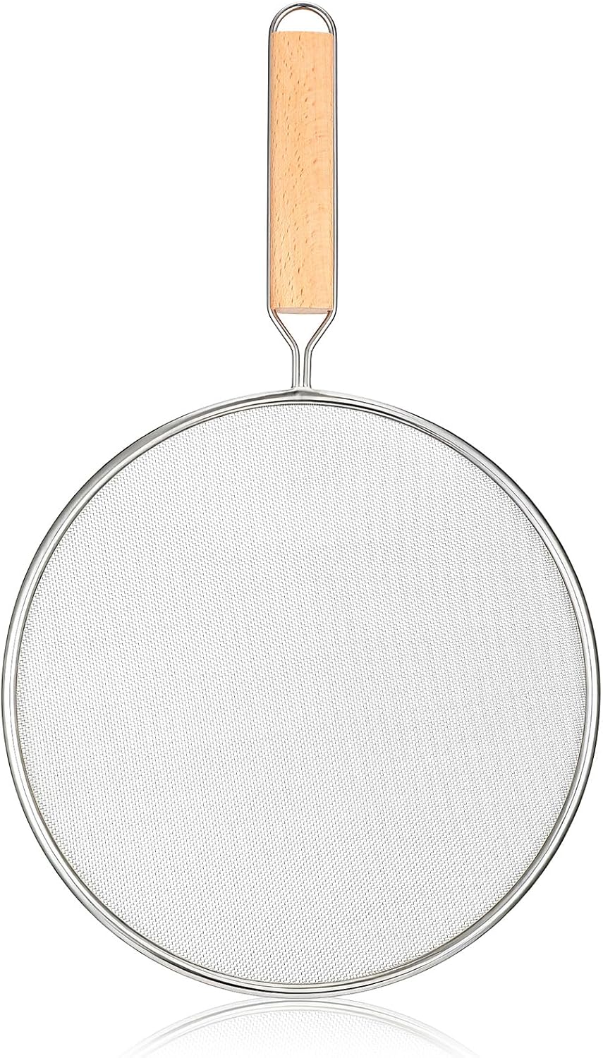 8.3Inch Grease Splatter Screen, Stainless Steel Splatter Screen for Frying Pan with Wood Handle Grease Splatters Guard Hot Oil Splash Protector Cover Oil Splash for Kitchen Cooking Supplies