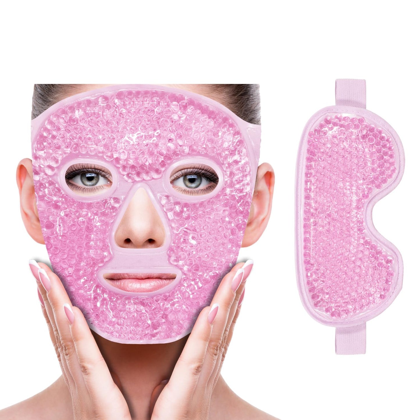 ZNÖCUETÖD Cold Face Eye Mask Ice Pack Reduce Facial Puff, Dark Circles, Hot Cold Compress Pack, Face SPA Gift for Woman Sleeping, Pressure, Headaches, Skin Care, Post Laser Cosmetic Care, Reversible