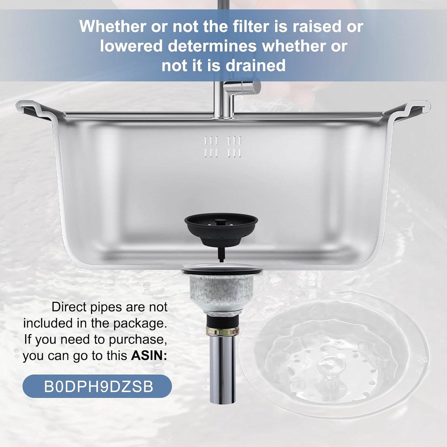 ZM Kitchen Sink Basket Strainer with Stopper, 3-1/2” Drain