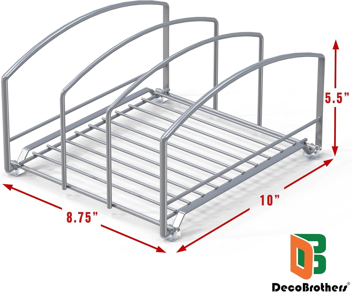 Deco Brothers Cookware Organizer Rack for Kitchen Cabinet, 3 Slot Holder | Bronze