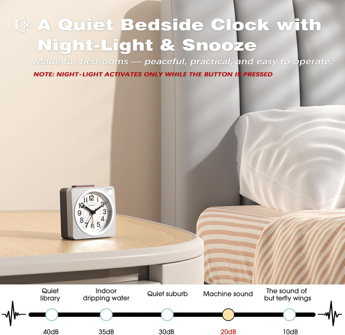 AYRELY® 2.6" × 1.4" Ultra Small Battery Operated Analog Travel Alarm Clock