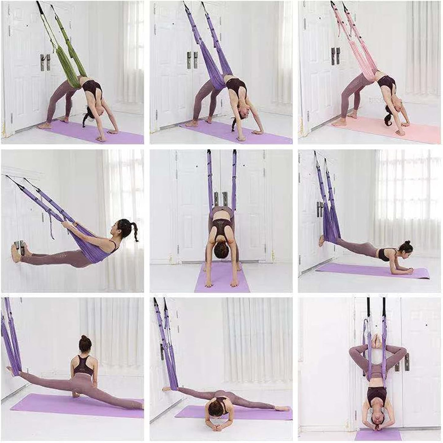 Waist Back Leg Stretch Strap Yoga Fitness Band,Stretching Equipment with Door Anchor for Dance Aerial Yoga Ballet Leg Stretching Exercise ()