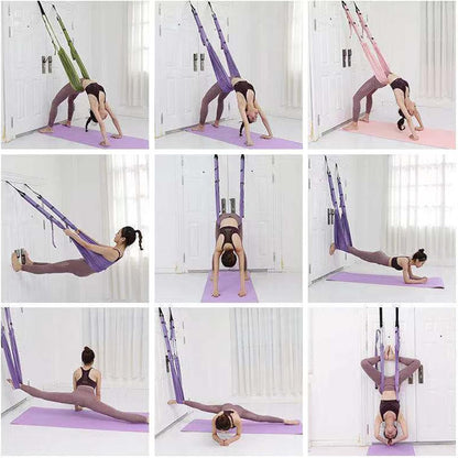 Waist Back Leg Stretch Strap Yoga Fitness Band,Stretching Equipment with Door Anchor for Dance Aerial Yoga Ballet Leg Stretching Exercise ()