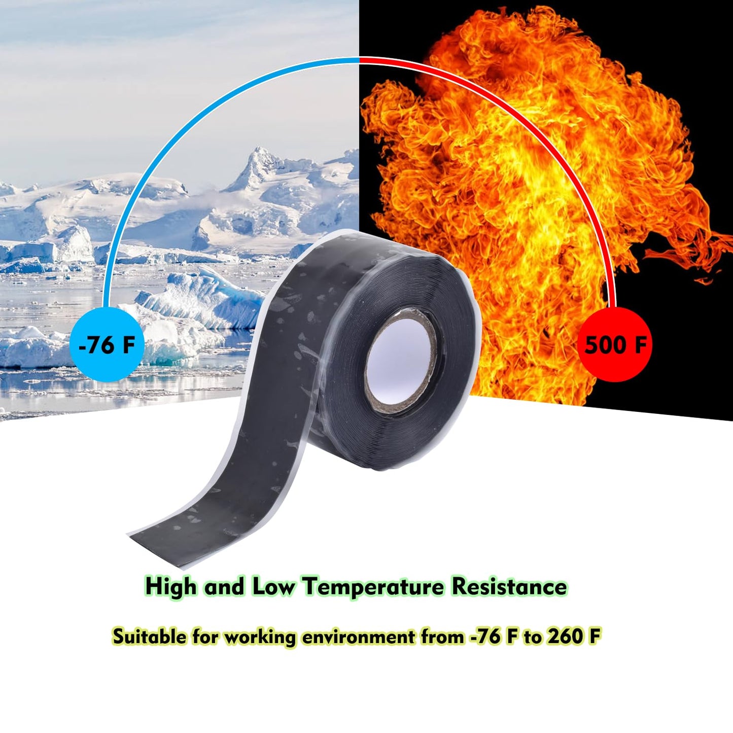 Self Sealing Fusing Silicone Tape,1 in Wide 16.5 Feet Heavy Duty & Leak Proof Rubber Waterproof Hose Tape Pipe for Water Emergency Pipeline Repair Cable Winding Insulating Red