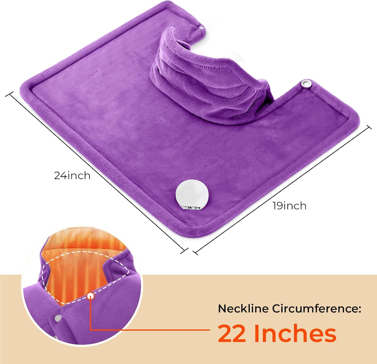 VAAGHANM Heating Pad: Electric Weighted Instant Heat Pad for Neck & Shoulders & Back -6 Heat Options & 6 Auto Timer Mode -for Office/Home/Post-Workout