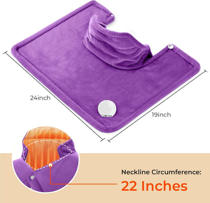 VAAGHANM Heating Pad: Electric Weighted Instant Heat Pad for Neck & Shoulders & Back -6 Heat Options & 6 Auto Timer Mode -for Office/Home/Post-Workout