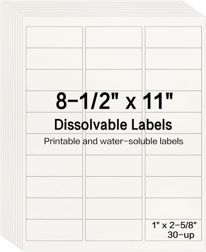 L LIKED 750 Dissolvable Food Stickers Custom 1" x 2-5/8" Inkjet 25 Sheets | Printable sheets for inkjet printers. Track shelf life & prep date. For kitchens, restaurants, food trucks, delis & fast food