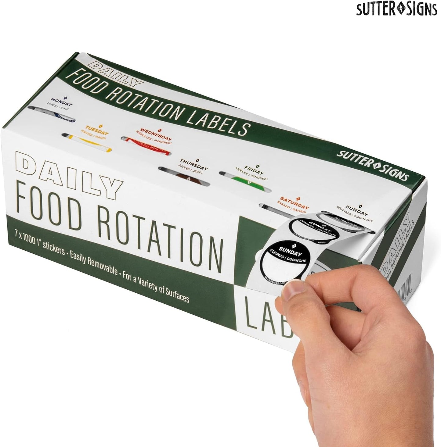 Date Stickers for Food - Day of the Week Day Dots Removable Food Labels, 1" Date Dot Stickers for Food Containers, 7000 Labels with Dispenser Box | 1" Date Dot Stickers for Food Containers, 7000 Labels with Dispenser Box