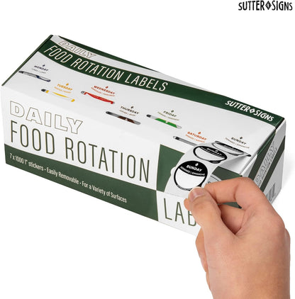 Date Stickers for Food - Day of the Week Day Dots Removable Food Labels, 1" Date Dot Stickers for Food Containers, 7000 Labels with Dispenser Box | 1" Date Dot Stickers for Food Containers, 7000 Labels with Dispenser Box