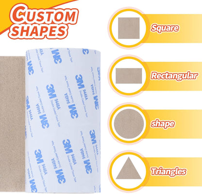 Felt Furniture Pads, 40 x 5 x 0.12 Inch Felt Strips | Non Slip Self Adhesive Cuttable Heavy Duty Felt Tape for Protecting Hardwood Floors Chair Wall Protector, Black