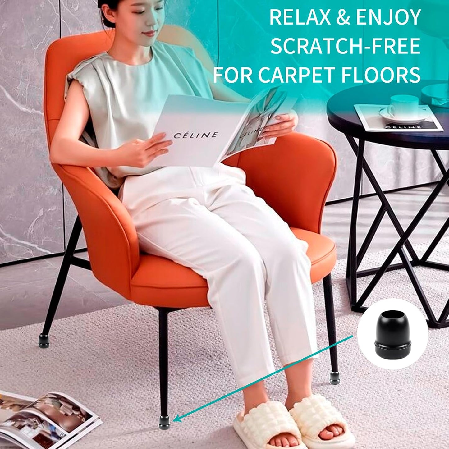 Chair Sliders for Carpet, 16PCS Furniture Sliders for Carpeted Floors & Hardwood Floors, Round Chair Glide Pads for Quickly and Easily Moving Furniture, Protect Floor(Clear, Fit 0.75"-1.1") | Chair Glides for Carpet & Hardwood Floor, Furniture Slides