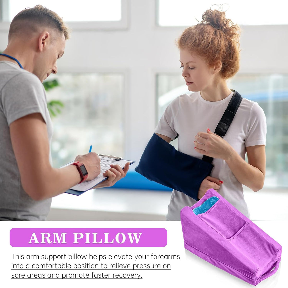 Buryeah Dark Gray Arm Elevation Pillow 2 Pocket, Plush Material
