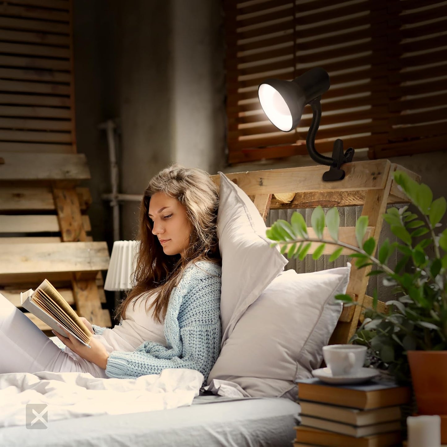 Xtricity LED Clip on Desk Lamp with 360° Flexible Gooseneck, White Finish | Reading Light for Bed Headboard– A19 Bulb Included, 120V, On/Off Switch, 10.25” Height Table Lamp