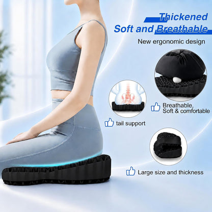 Thicken 19.7in Seat Cushion, Gel Seat Cushion for Long Sitting–Office Chair, Wheelchair, Car Pad, Large Cooling Support Pad for Back Pain, Sciatica, Tailbone Pain Relief
