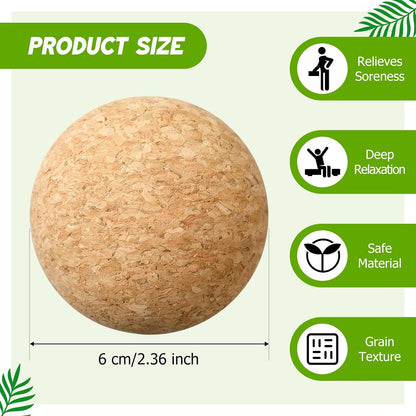 TrelaCo Cork Massage Balls Set of 2 for Fascia Release After Exercise Yoga Point Therapy Relax Muscles Relieve Stress Tools