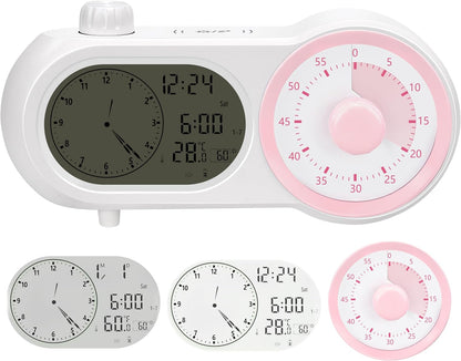 Lumuasky Digital Alarm Clock Visual Timer Silent Night Light with 60-Minute Countdown & 199-Day Count-Up, 3 Alarms, Snooze, Temperature Date Management Clock for Classroom, Home, Study (Blue)