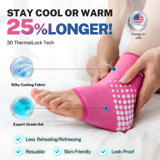Ankle Ice Pack Wrap, Long-Lasting Cold Compression for Ankle Recovery | Thickened Gel, Stays Cold Longer, Soft After Freezing, Full Wrap Cooling, Reusable Cold & Hot Therapy, Easy to Slip On