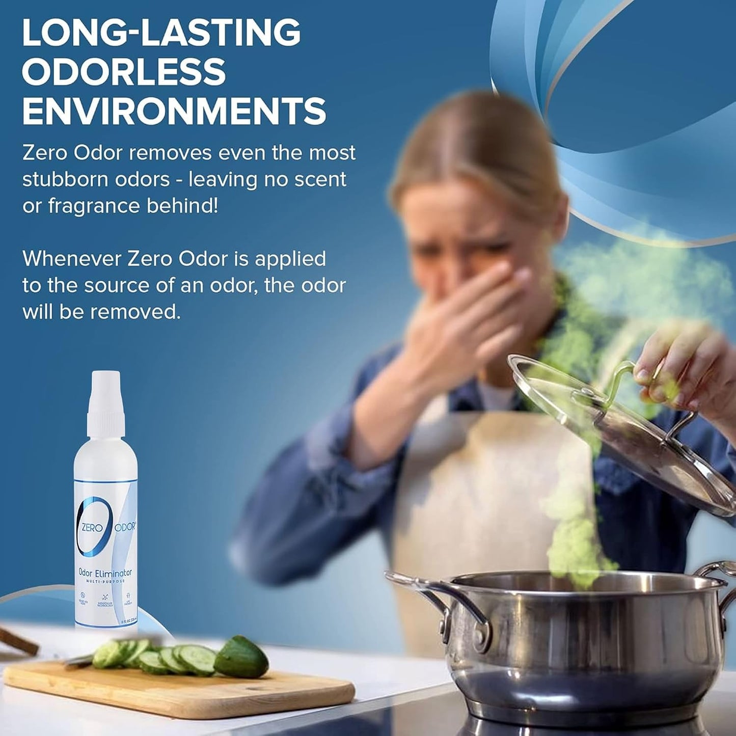 Zero Odor Multi-Purpose Odor Eliminator, Fabric & Room Deodorizer, 16 oz | Odor Eliminator Spray for Closet, Bathroom, Basement, Trash & Upholstery, Air and Surface use