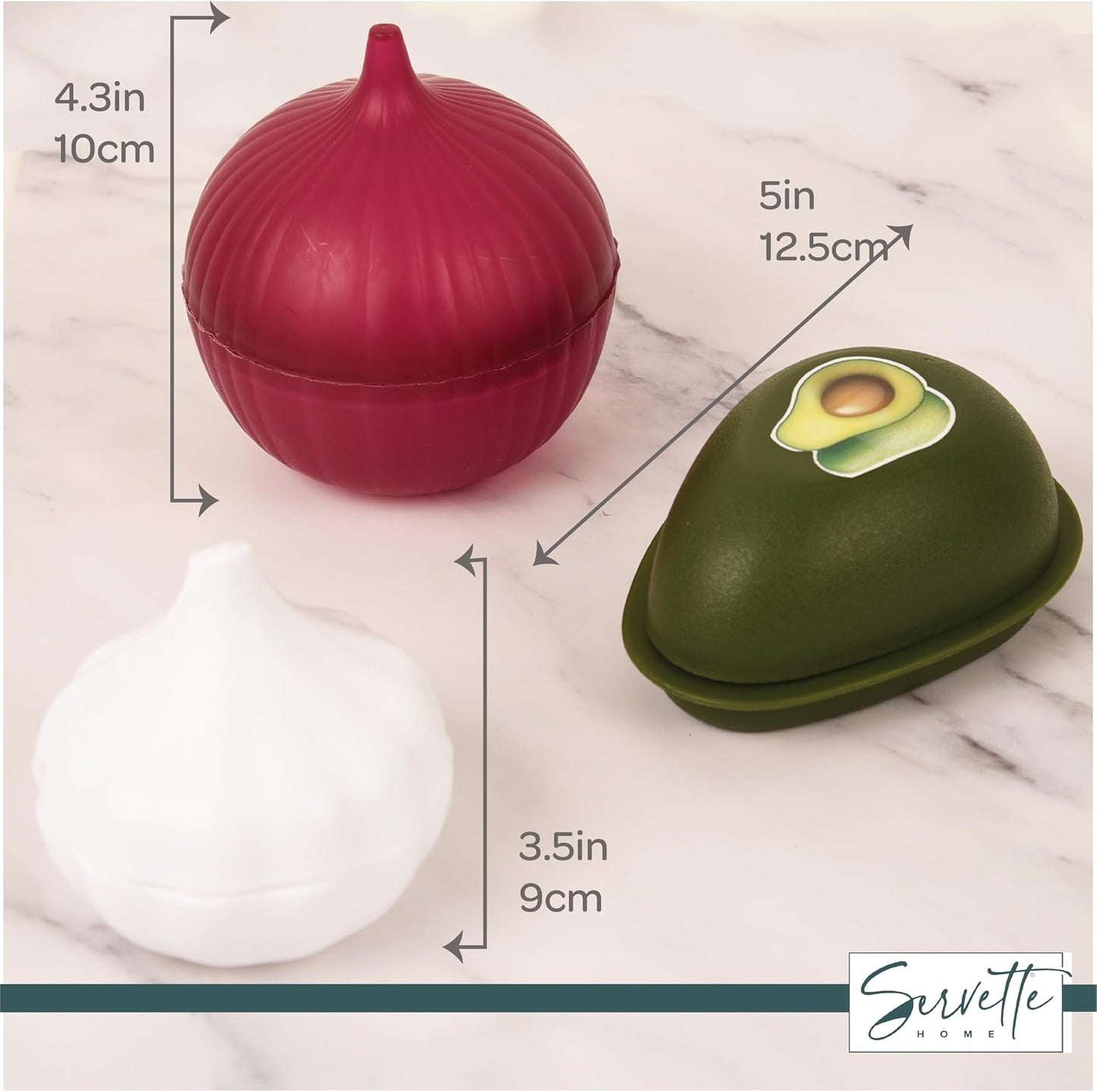 Food Keeper Storage Container with Lid, Food Saver for Fresh Avocados, Red Onions, and Garlic, BPA Free, Set of 3 (Garlic)