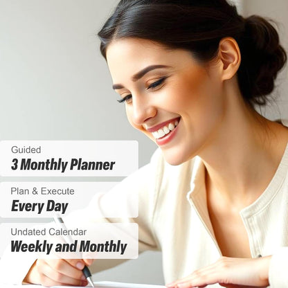 Freedom Mastery Daily Journal of Gratitude, Productivity & Habit Tracker | Undated 90-Day Planner with Daily Reflection, Mindfulness, Positivity, Vision Board & Stickers, Gratitude Journal for Women