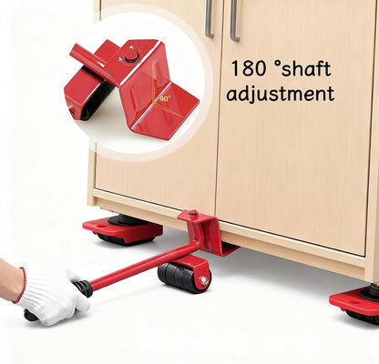 2026 Furniture Lift Mover Tool Set w/Adjustable Lever & 4 Wheels: Multi-Functional Sliders for Hardwood Floors, Heavy-Duty Furniture Lifter, Bed Risers 4 Inch, 220LBS Capacity