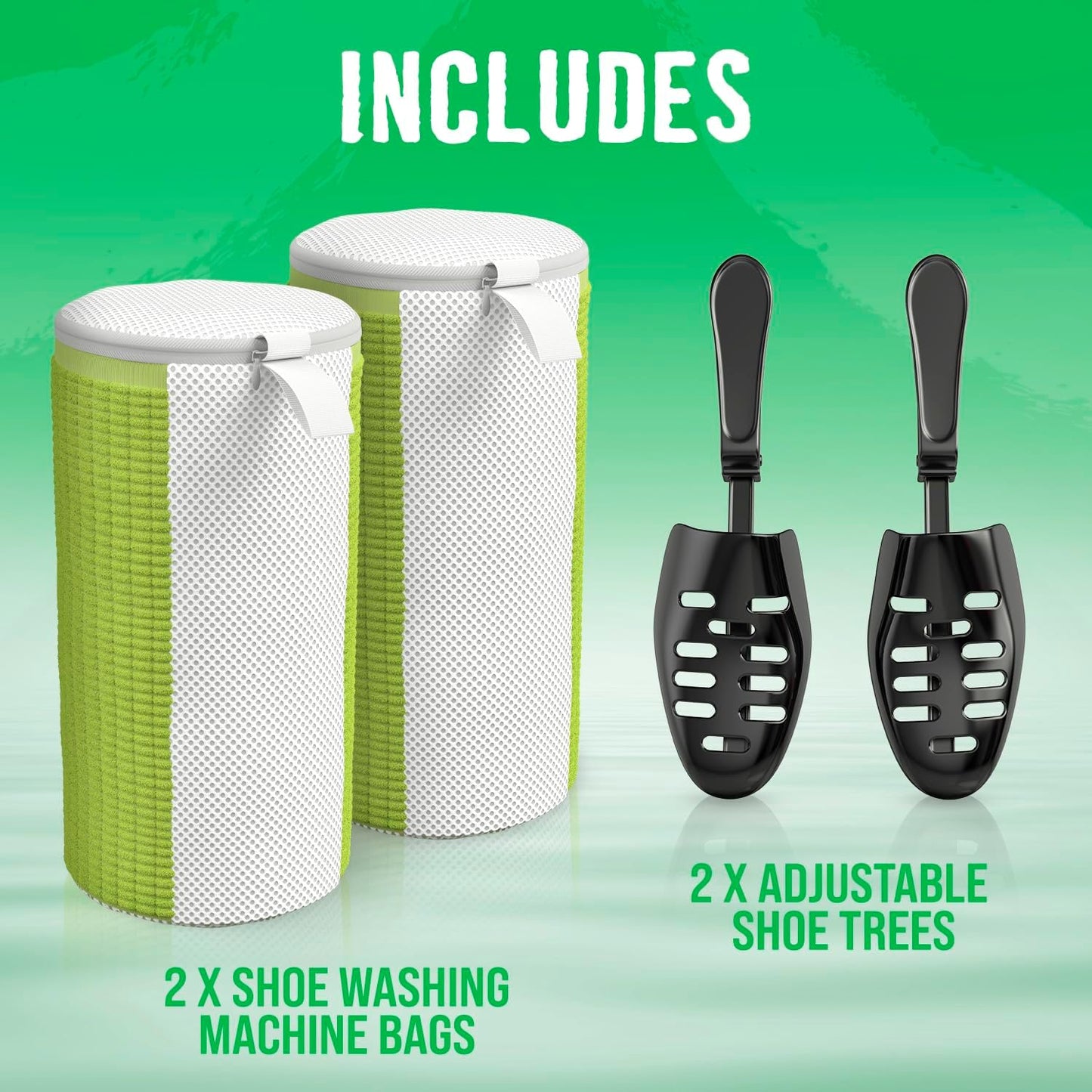 Rockin' Green Shoe Washing Machine Bag Deep Clean 1 Pack | 360° Deep Clean, Reusable, with Cleaning Fibers and Zipper, Shoe Washing Machine Bag, Sneaker Cleaning Kit