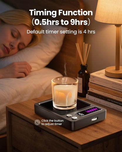 Gaiatop Coffee Mug Warmer, Smart Candle Warmer - Black | Fast Heating, 5 Temp Settings, 0.5-9H Timer, for Water Milk Tea Cocoa, Ideal Gifts for Family, Mom, Fits Most Cups