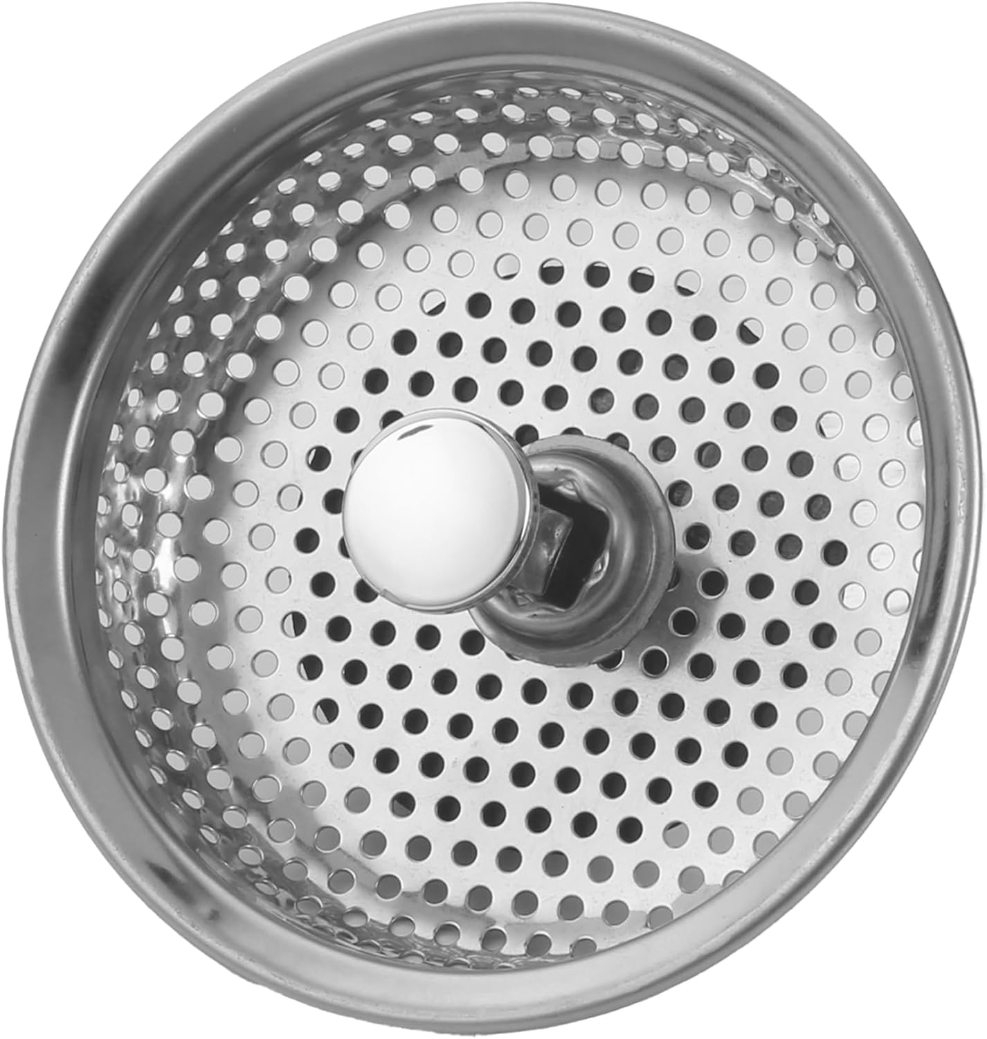 Kitchen Sink Stainless Steel Basket Strainer Replacement with Flat Bottom Rubber Stopper, 3.25 Inch, Indoor and Outdoor Kitchen Sink Strainer