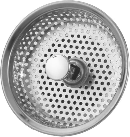 Kitchen Sink Stainless Steel Basket Strainer Replacement with Flat Bottom Rubber Stopper, 3.25 Inch, Indoor and Outdoor Kitchen Sink Strainer