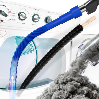 Holikme Dryer Vent Cleaner Kit 2Pack - Lint Vacuum Attachment & Brush | Blue Dryer Vent Vacuum Hose Attachment & Brush Reach Deep Traps - Remove Hidden Lint, Speed Drying & Reduce Fire Risk