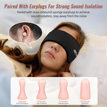 Sleep Mask & Earmuffs for Sleep - 2 in 1 Ear & Eye Mask with Ear Plugs