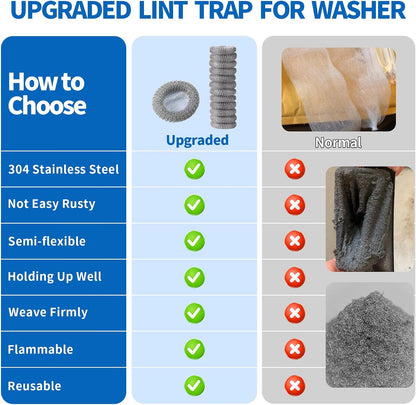 SUNHE YHK Lint Traps for Washing Machine, 40 Pieces | Stainless Steel Laundry Mesh Washer Hose Filter, 40 pcs Cable Ties, Catches Lint, Hair and Debris From Washer Drain Hoses