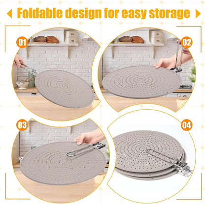 Tioncy 3 Pcs 12.6 Inch Silicone Splatter Screen for Frying Pan Grease Splatter Collapsible Guard Heat Resistant Multi Use for Baking and Cooking(Black)