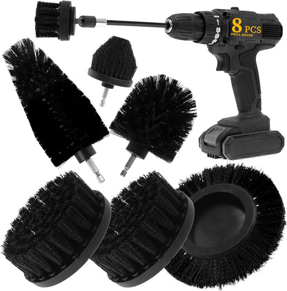 8 Pcs Drill Brush Attachment Set - Power Scrub Brush Kit | Brush Drill with Extend Long Attachmen - All Purpose Household Cleaning Brushes for Car, Grout, Floor, Tub, Bathroom