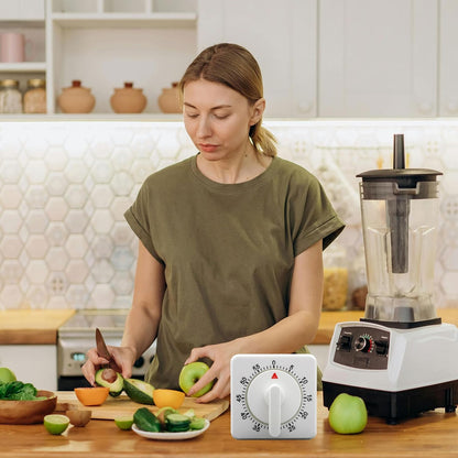 Hitefu Square 60 Minute Mechanical Kitchen Timer, White, 2 Pcs | Visual Cooking Timer, Loud Alarm, No Batteries, For Classroom / Home