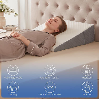 Queen Size Bed Wedge Pillow Headboard, Pillow Wedge for Headboard Gap(0-8") | Mattress Gap Filler Wedge, Stop Items Falling and Get Quality Sleep,Ergonomic Design, Non-Slip, Breathable(60"X10"X6")