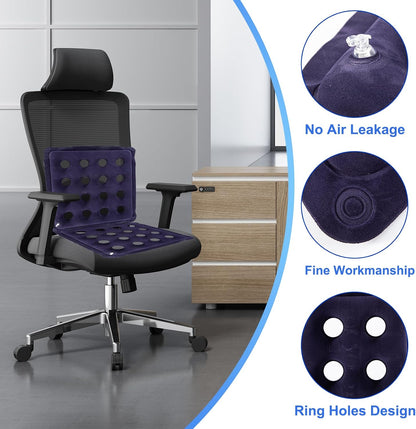2-Pack Inflatable Waffle Cushion for Pressure Relief, Wheelchair Cushion for Pressure Redistribution, Portable Air Seat Cushions for Office Chair Car Seat, Breathable Seat Pad, Includes 1 Air Pumps