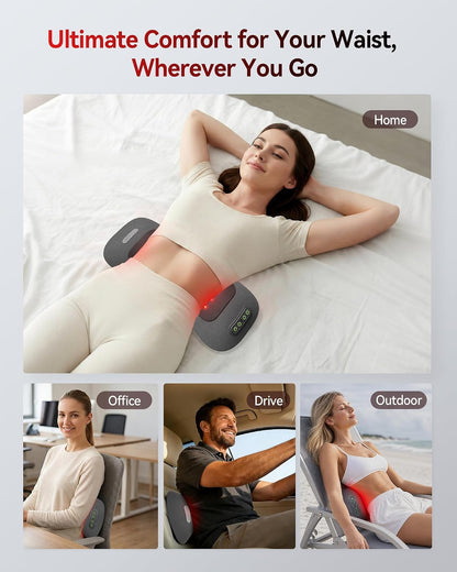 FliKEZE 4-in-1 Lumbar Massager with Red Light 660/850nm Cordless 5000mAh
