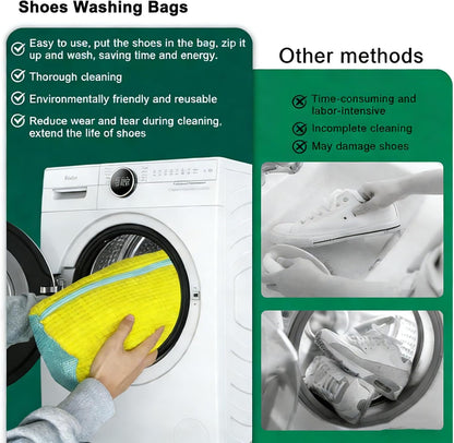 2PCS Shoes Washing Machine Bag Kit,Reusable Washing Shoes Bag,Include 1PC Shoes Dryer Bag and 2 Drying Racks,Laundry Shoes Bag with Durable Zipper for Sneakers and Canvas Shoes
