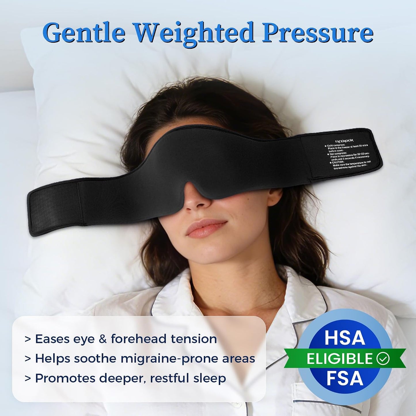 Cooling Gel Eye Mask Sleep: FSA -HSA Eligible, Cold Compress for Puffy Eyes & Migraine Relief - Reusable Gel Weighted Sleeping Mask for Dark Circles & After Surgery, Eye Care,Ice Pack for Eyes, Blue