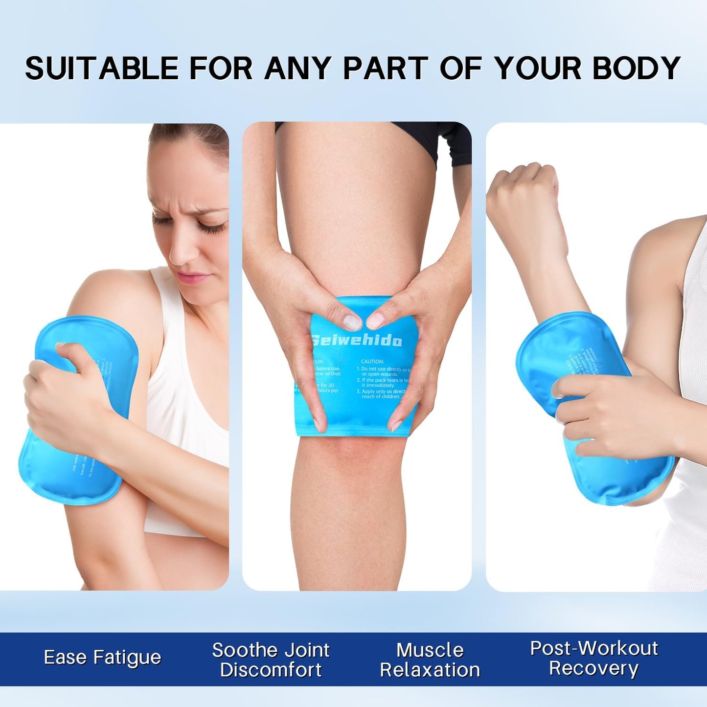 Ice Packs for Injuries Reusable Gel 2 Hot Cold Compress Therapy Pack with Adjustable Strap Soft Ice Wraps for Ankle Knee Leg Neck Shoulder Wrist Feet Back Pain Relief (Purple, Medium 10 x 5.5 Inch)