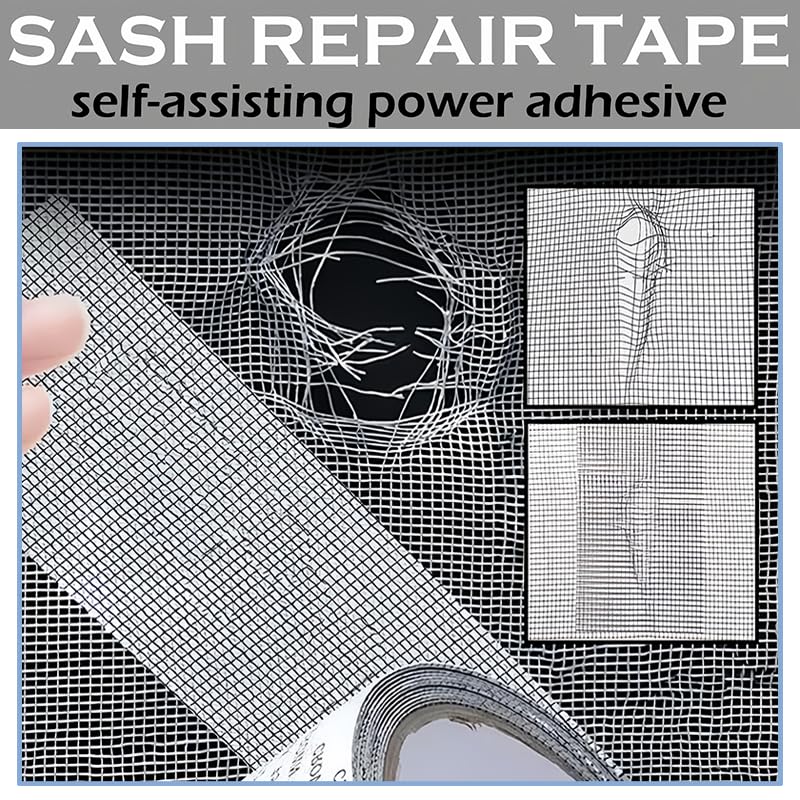 Window Screen Repair Tape, New Strong Adhesive Screen Repair Tape Screen Repair Kit Fiberglass Screen Tape Mesh Repair Suitable for mesh Doors and Windows (Gray)