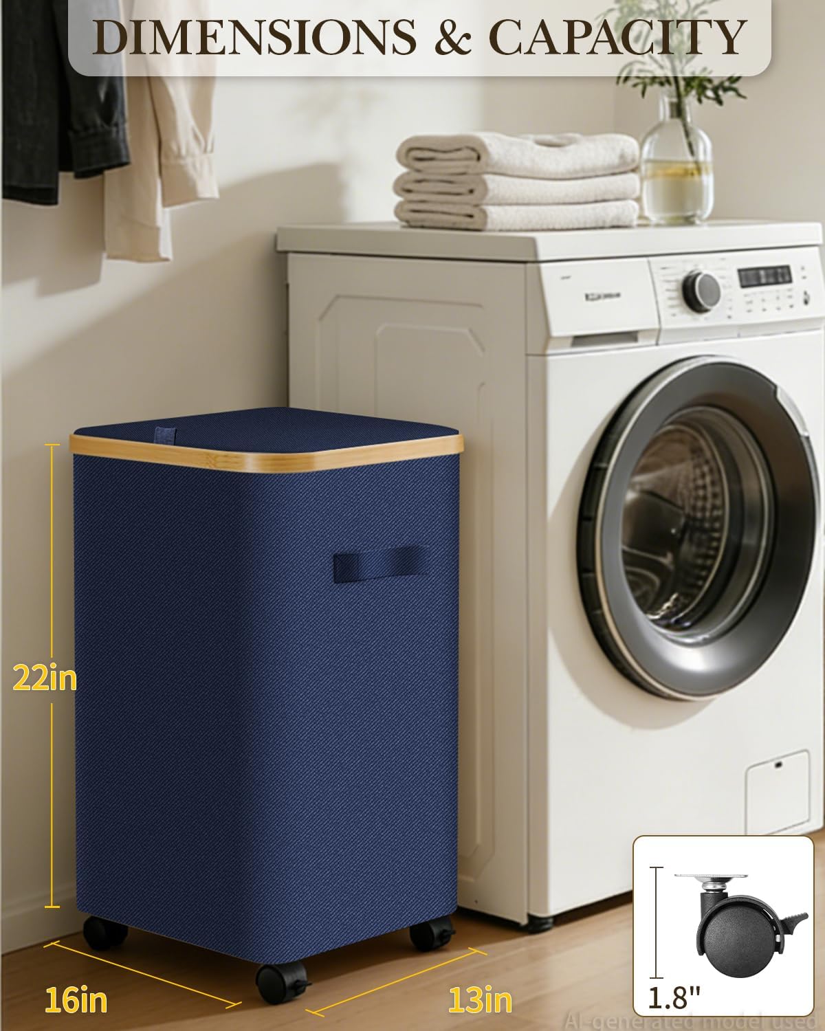 Double Laundry Basket with Wheels and Lid, 150L Clothes Hampers for Laundry | Large Laundry Hamper with 2 Sections & Removable Liner Bags, Rolling Dirty Clothes Basket for Bedroom Bathroom Dorm College