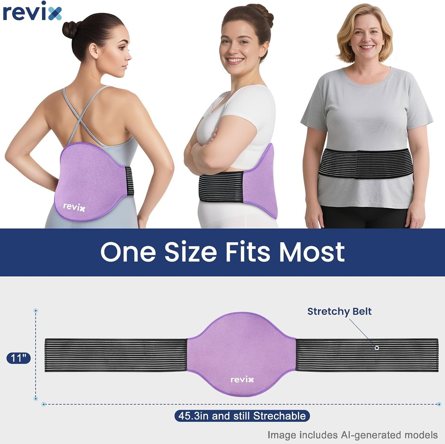 REVIX Extra Large Lower Back Ice Pack Wrap, 2 Pack Gel Wrap for Lumbar | Reusable Cold Gel for Sciatica & Waist Relief, 13.4 x 11 in, Hands-free Lumbar Wrap for Men & Women, Blue
