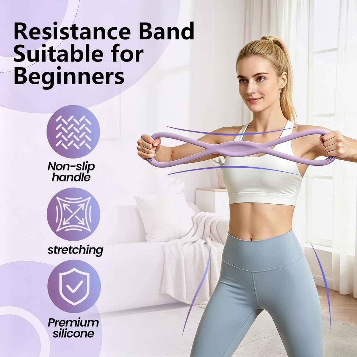 Figure 8 Resistance Band with Handles, for Home Gym,Yoga & Physical Therapy