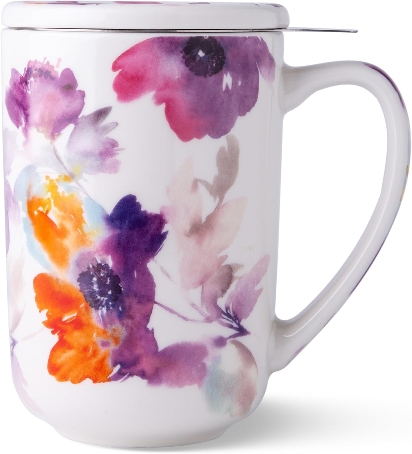 AmorArc Tea Cup With Infuser and Lid, 18oz Loose Leaf Tea Mug With Steeper | Porcelain Tea Mug With Infuser and Lid, Large Strainer Tea Cup with Lid for Tea, Coffee Mug for House-warming Birthday Gift