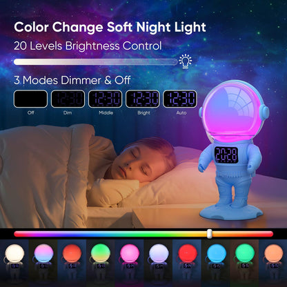 AFEXOA Astronaut Sunrise Alarm Clock with Wake Up Light for Kids