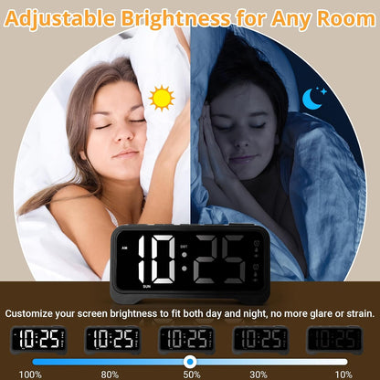 Vibrating Alarm Clock for Heavy Sleepers, 3-Level Bed Shaker, Dual Alarms